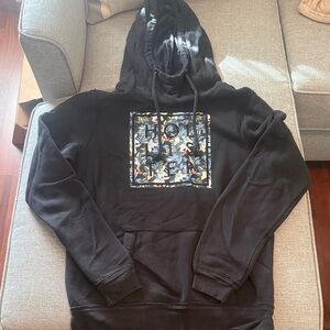 Hollister Black Hoodie with Tropical Detail
